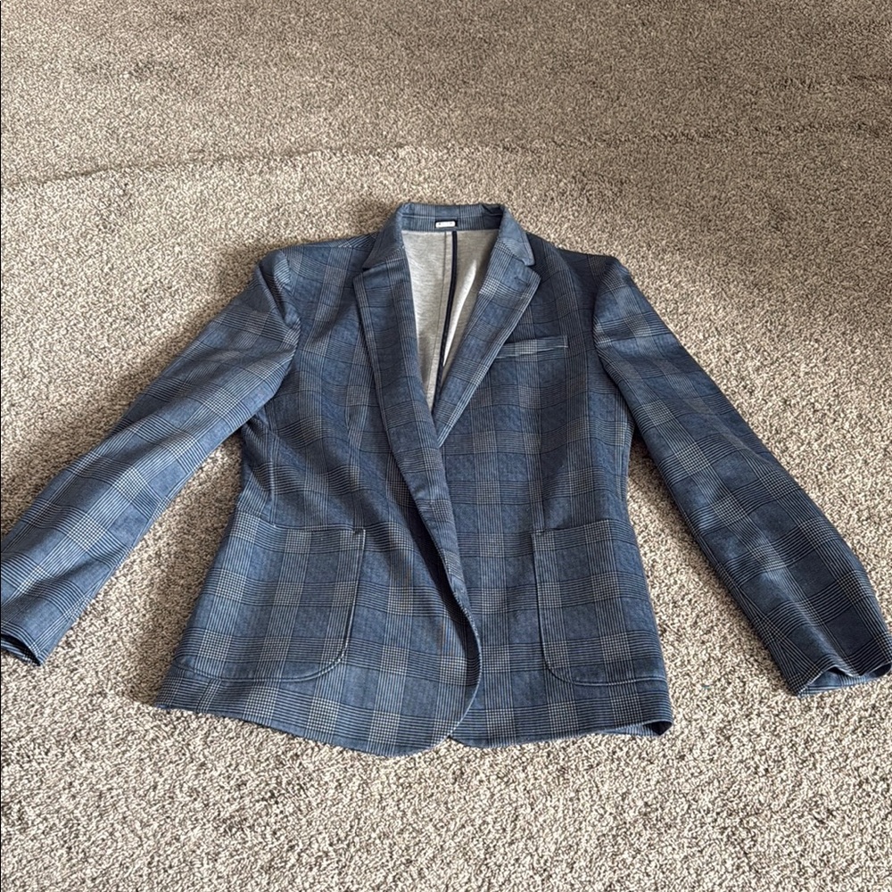 jf j.ferrar Blue Sport Coat with Classic Notched Lapels